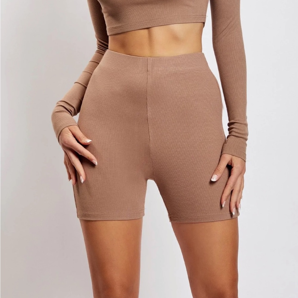 Meshki ribbed high waisted shorts